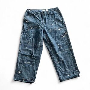 Liz Claiborne Women's Blue Relaxed Jeans with Nautical Print